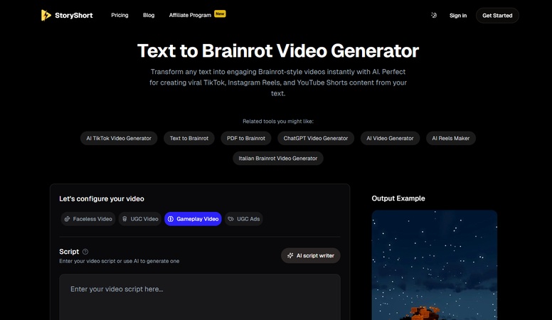 StoryShort text to Brainrot Generator