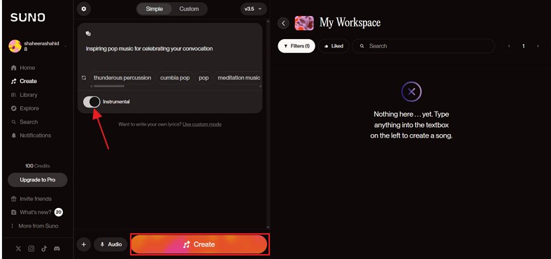 create ai music using suno