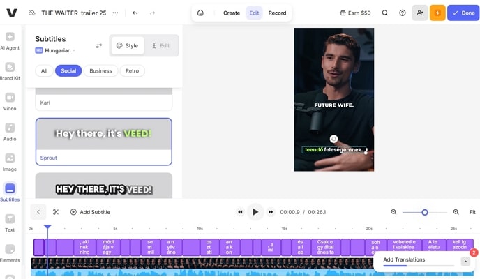 stylize and edit transcription with veed