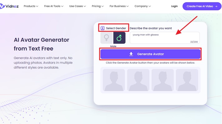 generate ai discord avatar vidnoz