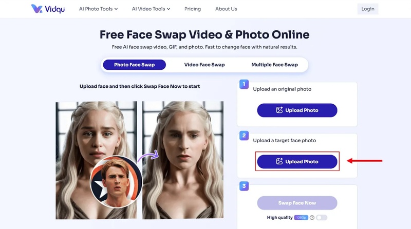 Vidnoz Vidqu AI face swap