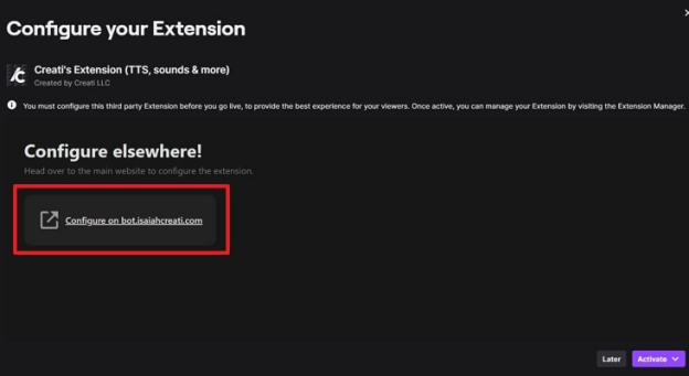 configure twitch tv text to speech extension