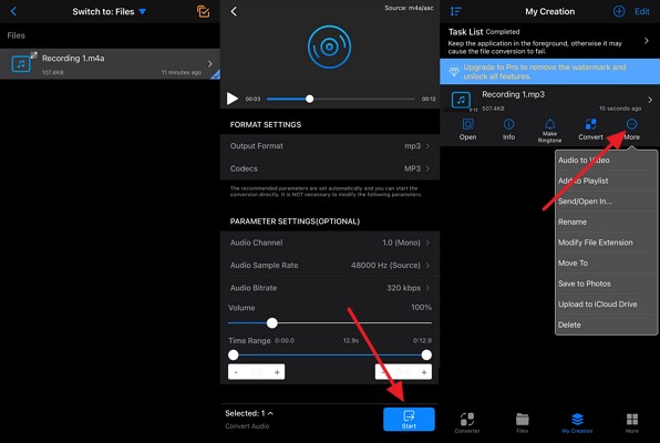 set mp3 file properties on the converter