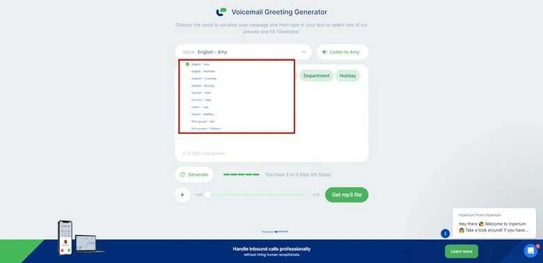 best free ai voicemail greeting generator