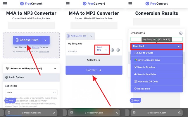 convert to mp3 using online tool