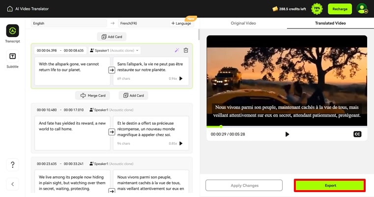 check transcript of optimus prime video