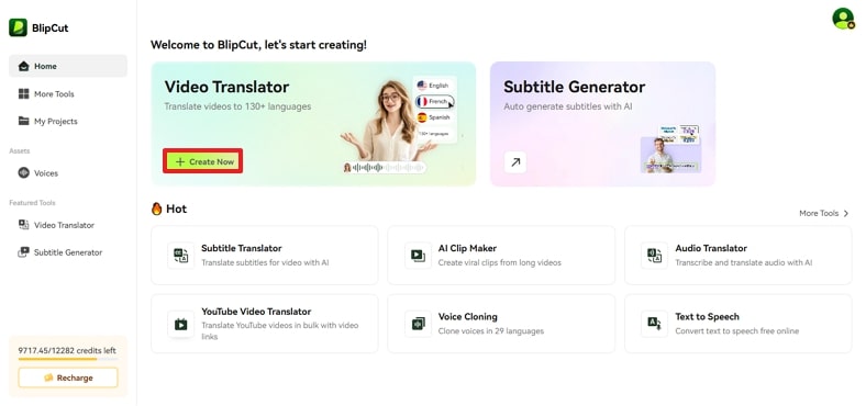 start a new project for translation