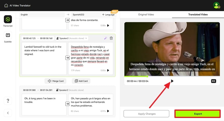 check and export translation results