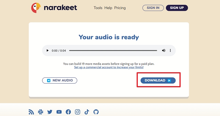 download arabic audio narakeet