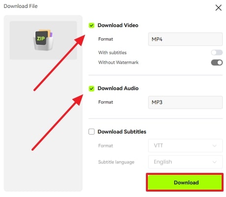 download audio and video blipcut
