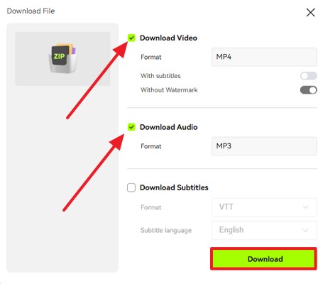 export the files to your device