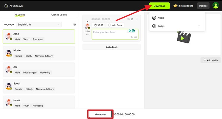 save voiceover to your device