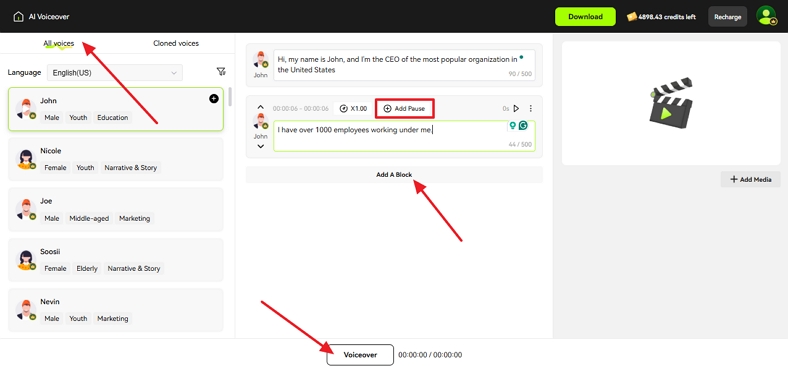 insert text and convert to voice