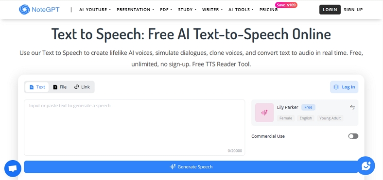 free text to voice notegpt