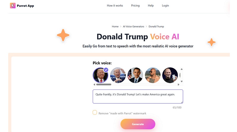 Parrot App Trump AI Voice