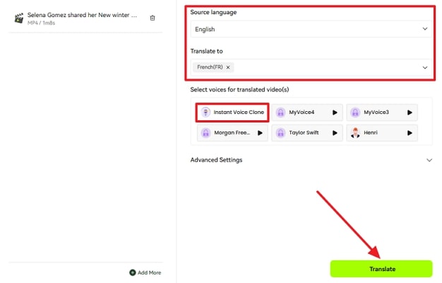 hit translate after voice selection