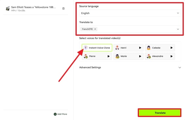 translate voice in preferred language