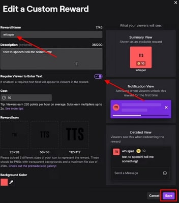 add text to speech for twitch reward