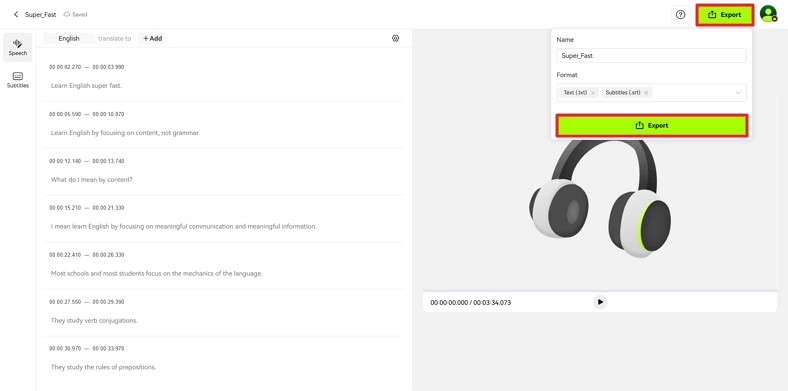 download text generated to device