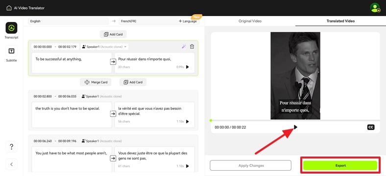 analyze the voice and export