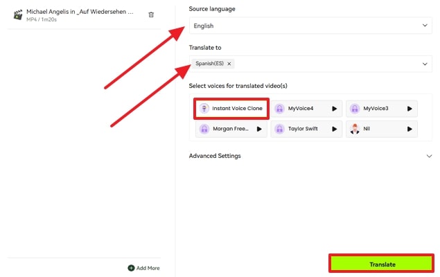 use the instant voice cloning feature