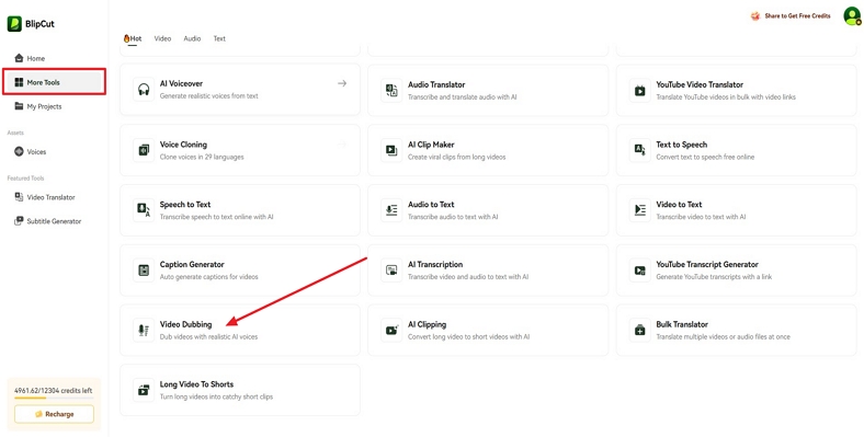 choose video dubbing tool blipcut