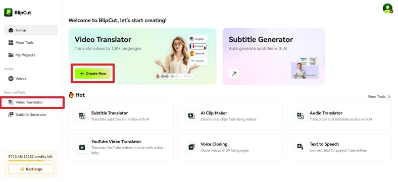 create new project in blipcut