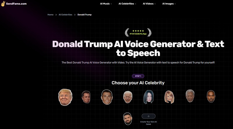 SendFame Trump AI Voice Generator