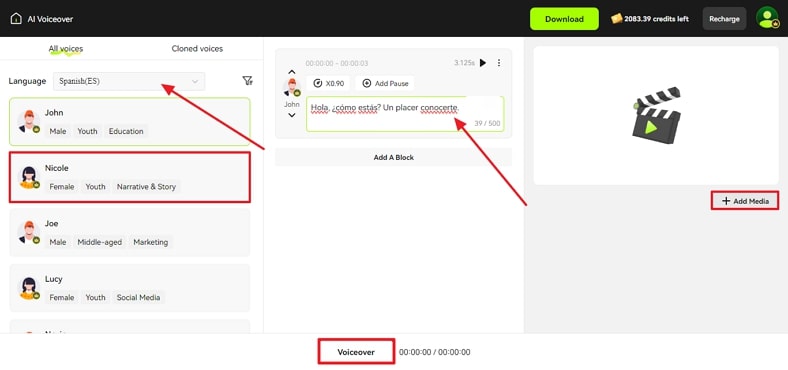 add text and apply tts