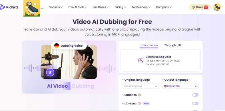 vidnoz ai dubbing online solution