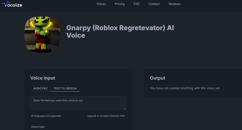 Vocalize Gnarpy AI Voice Generator
