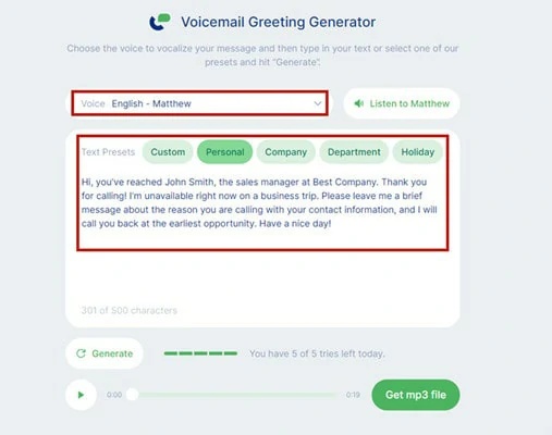 voicemail greeting generator iphone