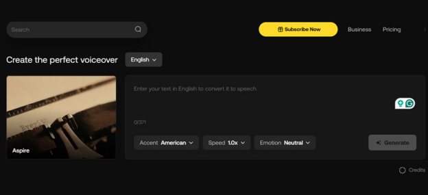 Artlist Voiceover generator from text