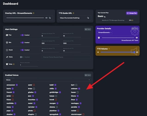 go through default tts