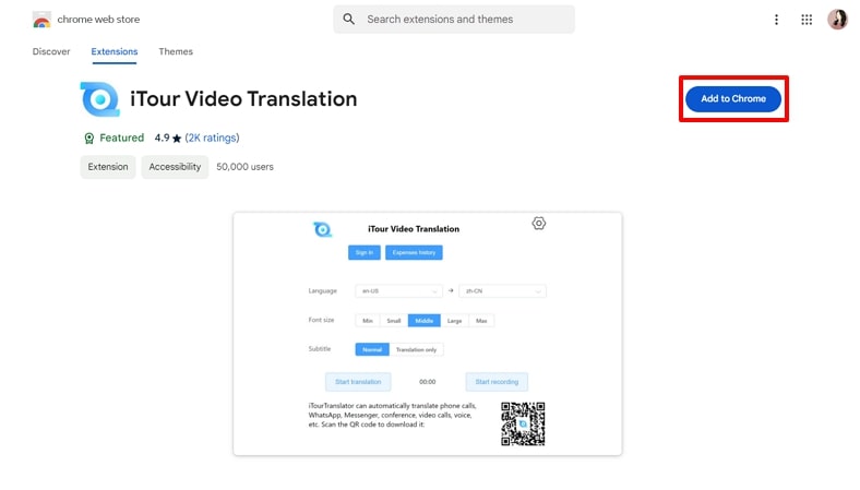 Añadir la extensión itourtranslator a Chrome