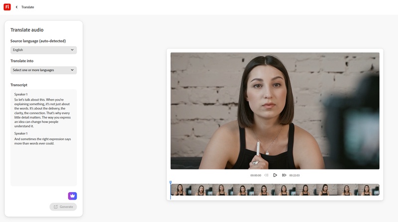 Adobe AI translation