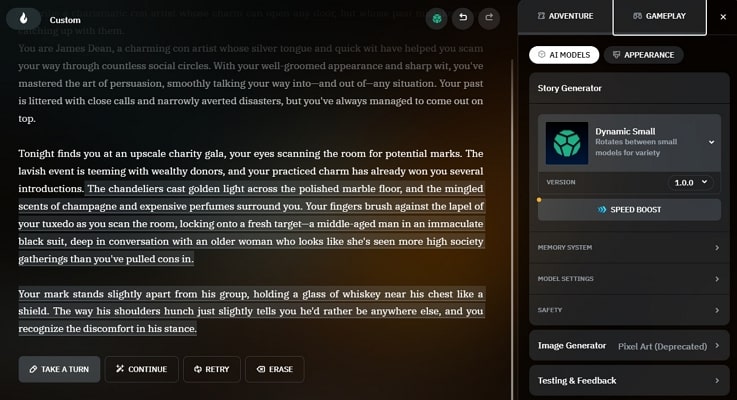 use dungeon models for story creation