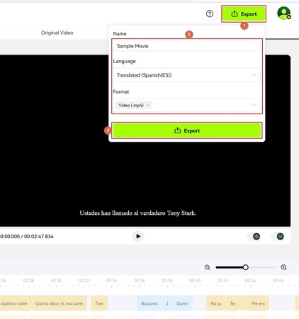 export the translated video