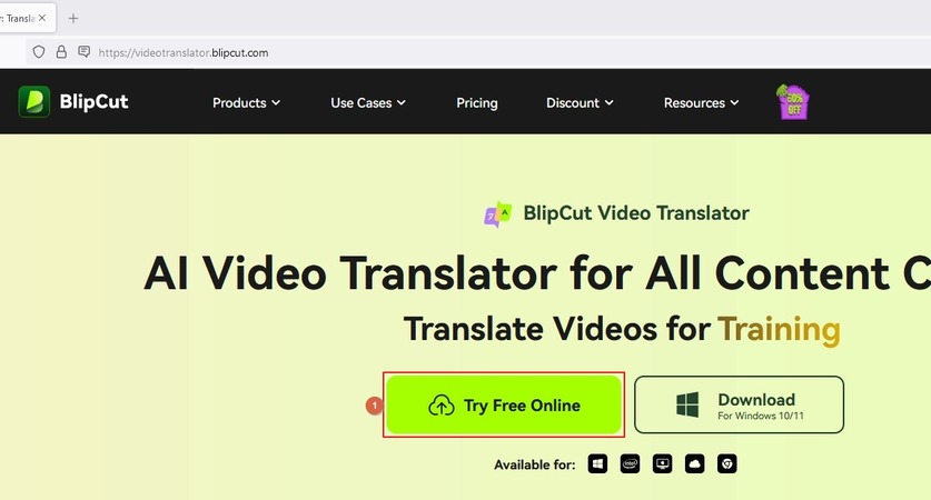 click try free online