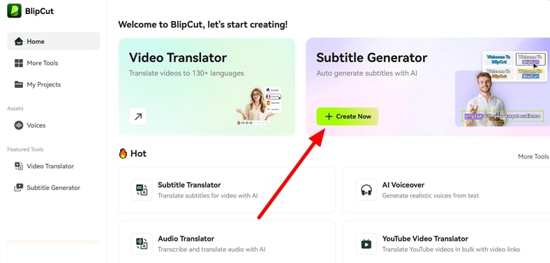 access subtitle generator blipcut