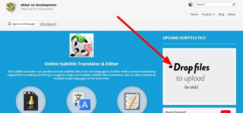 upload files to akbar subtitle translator