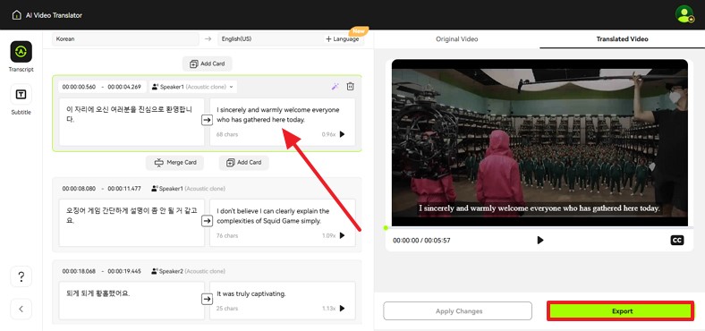 click export to save the video