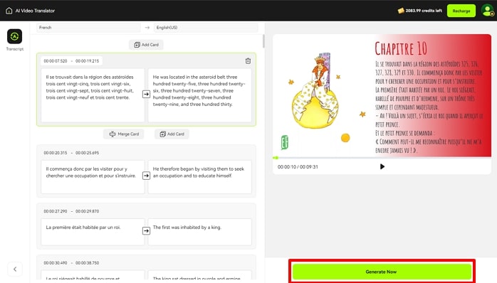 generar subtítulos y verificar blipcut