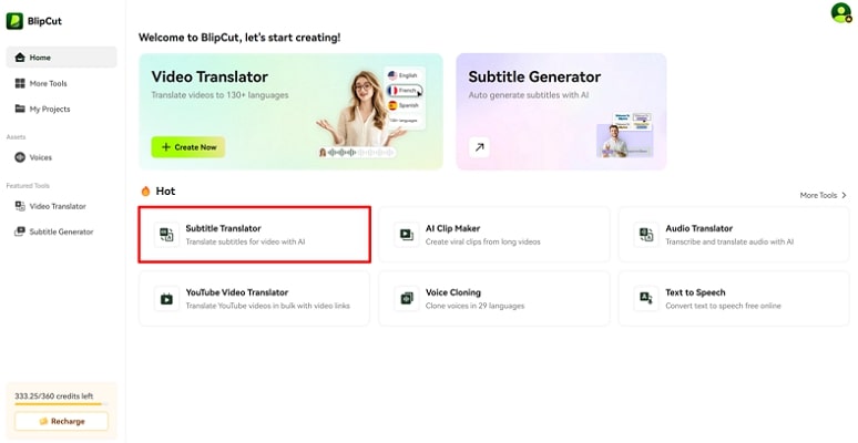 proceed with blipcut subtitle translator