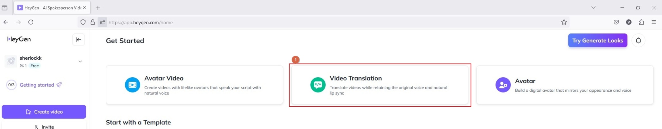click video transation