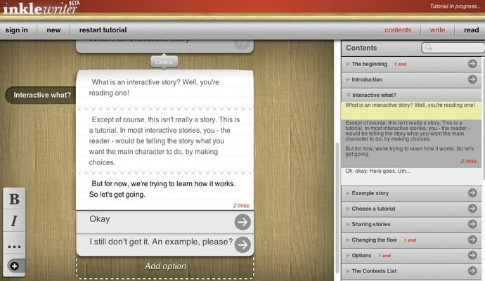 write stories with inklewriter