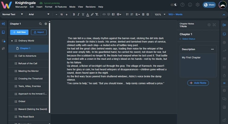 add description to create storyline