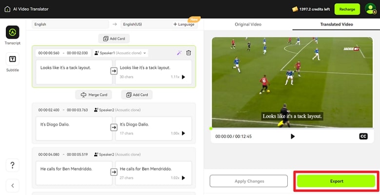 edit subtitles of sports content
