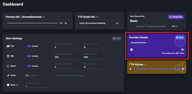 access provider details to paste token
