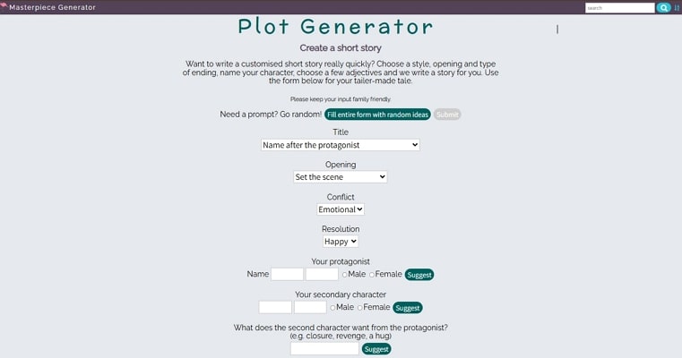 diverse content writer plot generator
